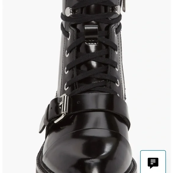 All Saints Black Leather Lace-Up Combat Boot - Picture 2 of 12